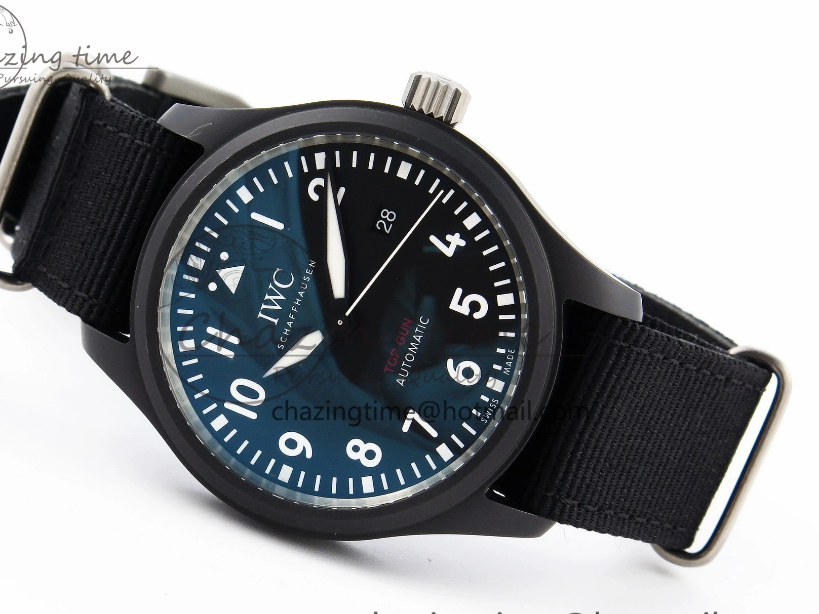 MIROTIME 0208 FreshLook Pilot’s Watch Top Gun Black Ceramic IW326901 ZF 1:1 Best Edition on Black Nylon Strap A 7026